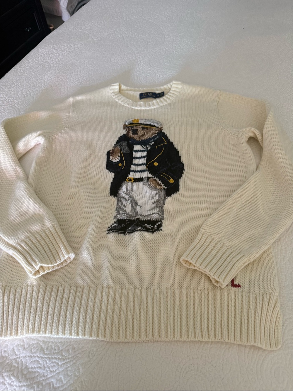 Polo by Ralph Lauren White Captain Bear Intarsia Crewneck Sweater❗️ - Picture 4 of 15
